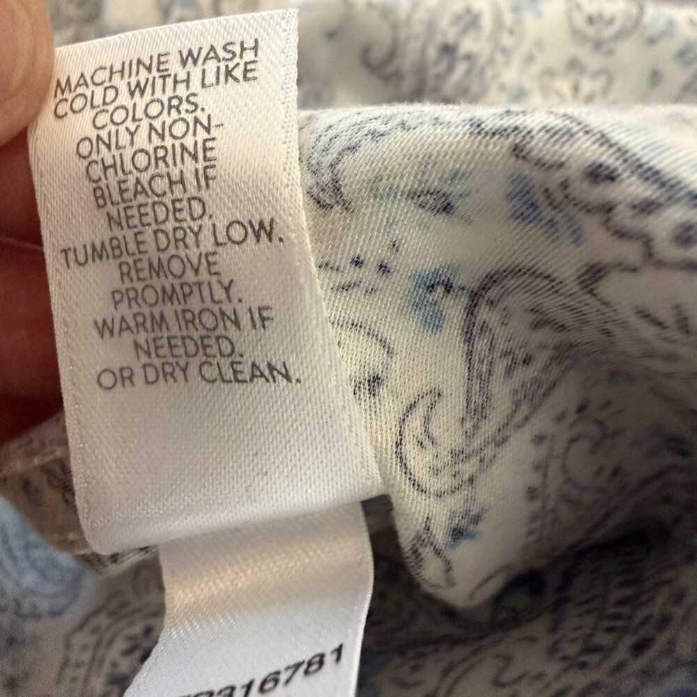 J Jill Non Iron Collection Tunic Top Blouse Shirt Paisley Blue Cream 2X NWT - Picture 10 of 10